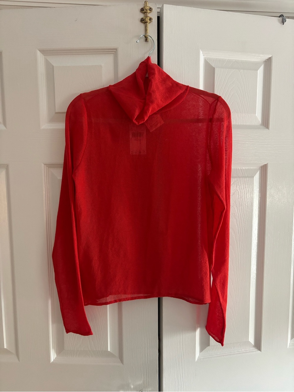 Red  Sheer Turtleneck Top